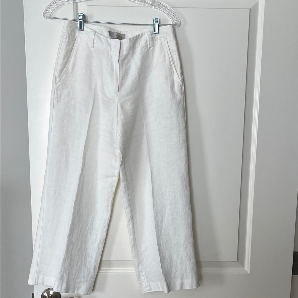 White Linen Wide-Leg Pants